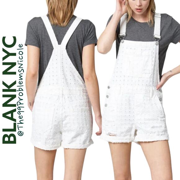 Blank NYC Eyes On You White Overalls - Picture 1 of 7